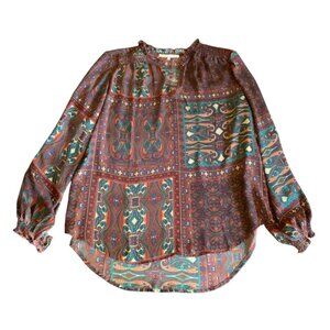 Vintage Chicos Paisley Long-Sleeve Blouse Size XLarge Multicolor Polyester